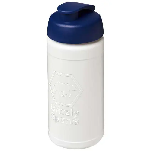 Botella deportiva blanca con tapa azul de Grizzly Sports.
